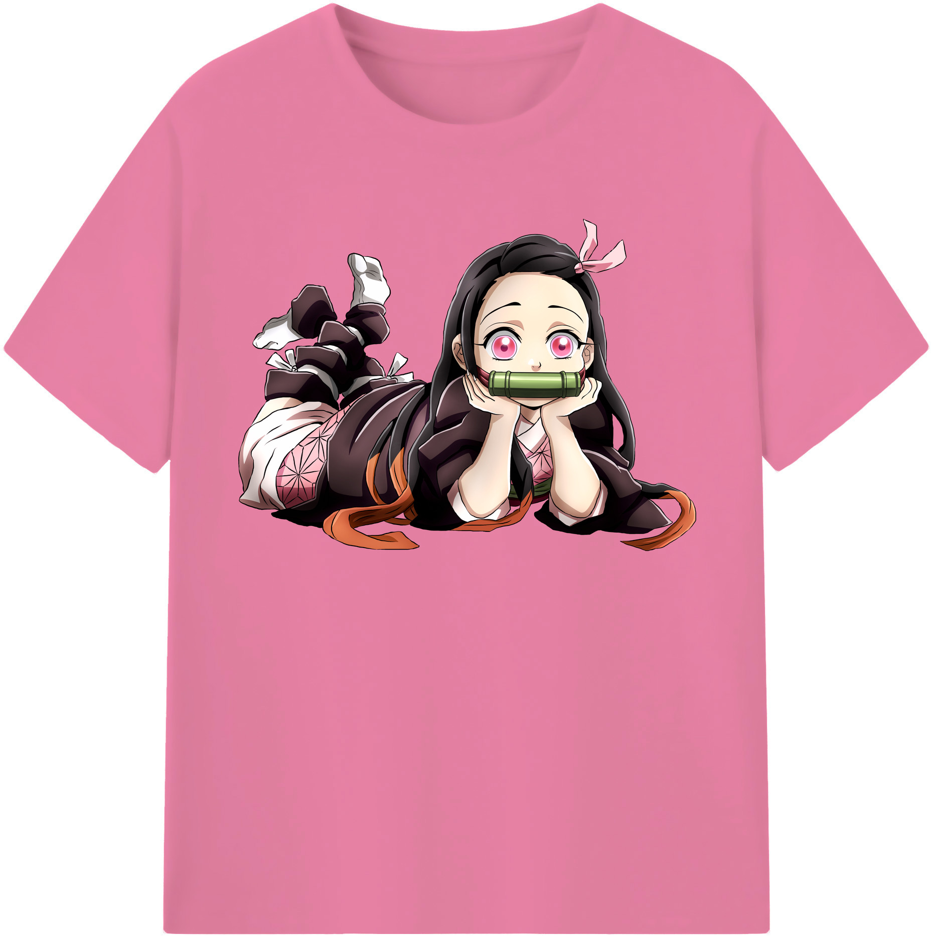 （画像用） 鬼滅の刃（きめつのやいば）竈門 禰󠄀豆子／かまど ねずこ Kamado Nezuko 綿100％半袖Tシャツ（フロントプリント）